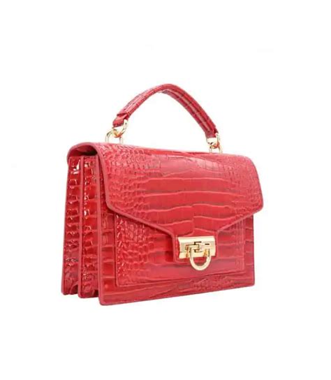 sacs à main vernis rouge imitation croco